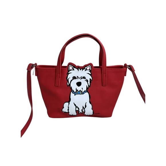 Marc Tetro Red Westie Crossbody Bag With Dog Print Faux Leather - Picture 1 of 14